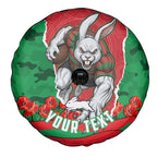 Personalized South Sydney Rabbitohs ANZAC Tribute Spare Tire Cover Poppy Field Soldier Silhouette Aboriginal Rugby Mascot