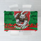 Personalized South Sydney Rabbitohs ANZAC Tribute Tablecloth Poppy Field Soldier Silhouette Aboriginal Rugby Mascot