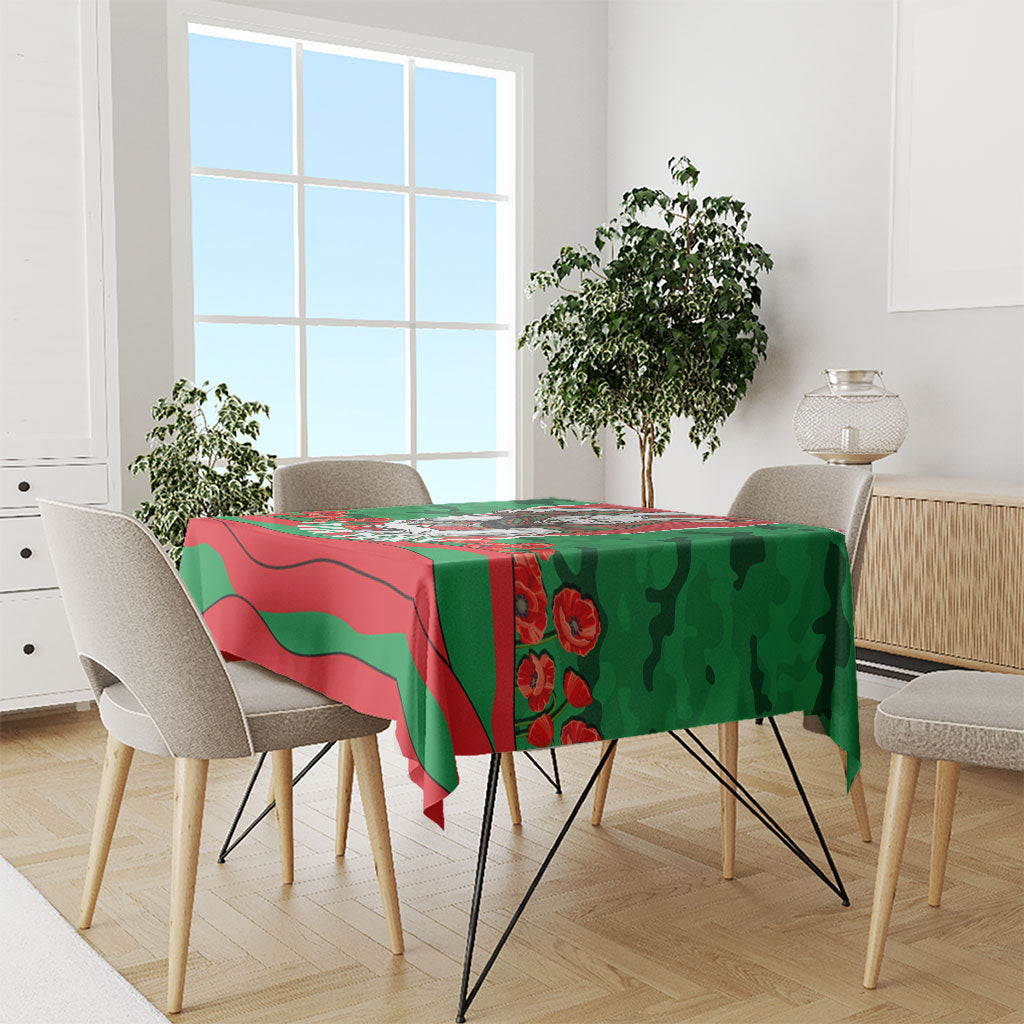Personalized South Sydney Rabbitohs ANZAC Tribute Tablecloth Poppy Field Soldier Silhouette Aboriginal Rugby Mascot