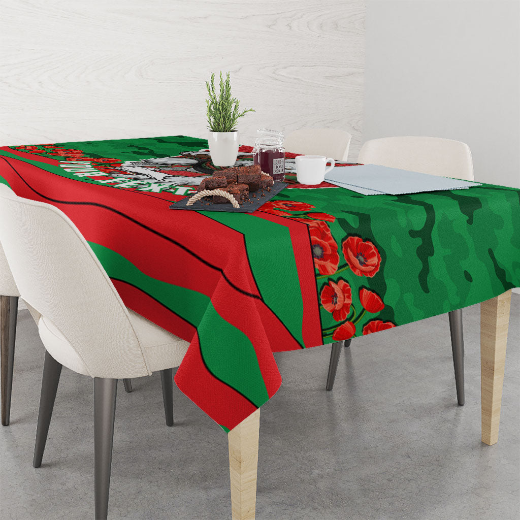 Personalized South Sydney Rabbitohs ANZAC Tribute Tablecloth Poppy Field Soldier Silhouette Aboriginal Rugby Mascot