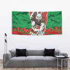 Personalized South Sydney Rabbitohs ANZAC Tribute Tapestry Poppy Field Soldier Silhouette Aboriginal Rugby Mascot