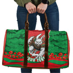 Personalized South Sydney Rabbitohs ANZAC Tribute Travel Bag Poppy Field Soldier Silhouette Aboriginal Rugby Mascot