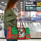 Personalized South Sydney Rabbitohs ANZAC Tribute Travel Bag Poppy Field Soldier Silhouette Aboriginal Rugby Mascot
