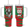 Personalized South Sydney Rabbitohs ANZAC Tribute Tumbler With Handle Poppy Field Soldier Silhouette Aboriginal Rugby Mascot