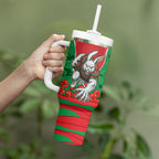 Personalized South Sydney Rabbitohs ANZAC Tribute Tumbler With Handle Poppy Field Soldier Silhouette Aboriginal Rugby Mascot