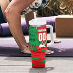 Personalized South Sydney Rabbitohs ANZAC Tribute Tumbler With Handle Poppy Field Soldier Silhouette Aboriginal Rugby Mascot