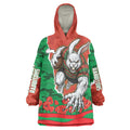 Personalized South Sydney Rabbitohs ANZAC Tribute Wearable Blanket Hoodie Poppy Field Soldier Silhouette Aboriginal Rugby Mascot