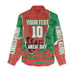 Personalized South Sydney Rabbitohs ANZAC Tribute Women Casual Shirt Poppy Field Soldier Silhouette Aboriginal Rugby Mascot
