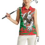 Personalized South Sydney Rabbitohs ANZAC Tribute Women Sleeveless Polo Shirt Poppy Field Soldier Silhouette Aboriginal Rugby Mascot
