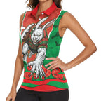 Personalized South Sydney Rabbitohs ANZAC Tribute Women Sleeveless Polo Shirt Poppy Field Soldier Silhouette Aboriginal Rugby Mascot