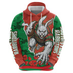 Personalized South Sydney Rabbitohs ANZAC Tribute Zip Hoodie Poppy Field Soldier Silhouette Aboriginal Rugby Mascot