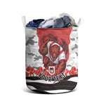 Personalized Dragons ANZAC Tribute Laundry Basket Poppy Field Soldier Silhouette Aboriginal Rugby Mascot