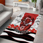 Personalized Dragons ANZAC Tribute Area Rug Poppy Field Soldier Silhouette Aboriginal Rugby Mascot