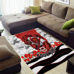 Personalized Dragons ANZAC Tribute Area Rug Poppy Field Soldier Silhouette Aboriginal Rugby Mascot