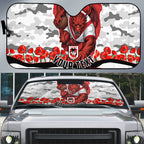 Personalized Dragons ANZAC Tribute Auto Sun Shade Poppy Field Soldier Silhouette Aboriginal Rugby Mascot