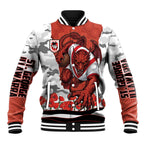 Personalized Dragons ANZAC Tribute Baseball Jacket Poppy Field Soldier Silhouette Aboriginal Rugby Mascot