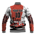 Personalized Dragons ANZAC Tribute Baseball Jacket Poppy Field Soldier Silhouette Aboriginal Rugby Mascot