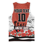 Personalized Dragons ANZAC Tribute Basketball Jersey Poppy Field Soldier Silhouette Aboriginal Rugby Mascot