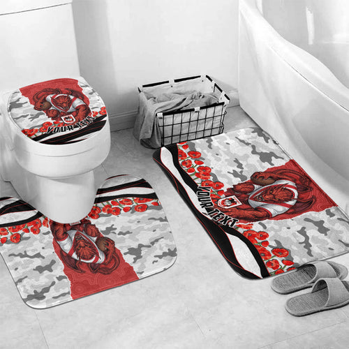 Personalized Dragons ANZAC Tribute Bathroom Set Poppy Field Soldier Silhouette Aboriginal Rugby Mascot