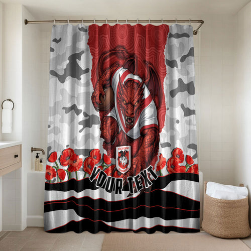 Personalized Dragons ANZAC Tribute Bathroom Set Poppy Field Soldier Silhouette Aboriginal Rugby Mascot