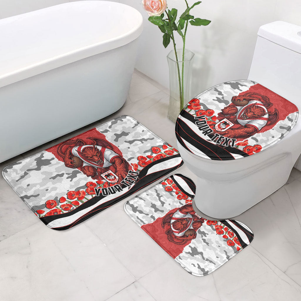 Personalized Dragons ANZAC Tribute Bathroom Set Poppy Field Soldier Silhouette Aboriginal Rugby Mascot