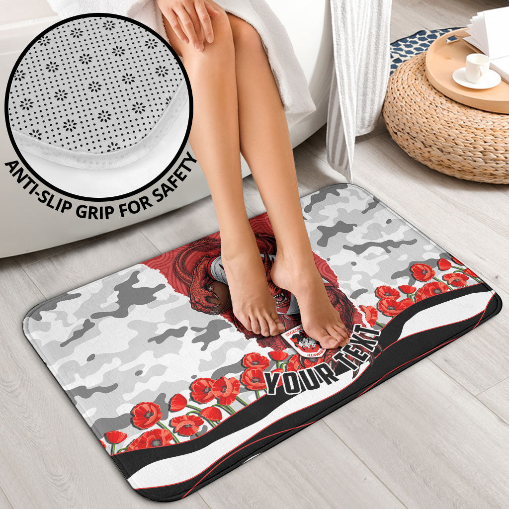 Personalized Dragons ANZAC Tribute Bathroom Set Poppy Field Soldier Silhouette Aboriginal Rugby Mascot