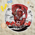 Personalized Dragons ANZAC Tribute Beach Blanket Poppy Field Soldier Silhouette Aboriginal Rugby Mascot