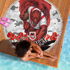 Personalized Dragons ANZAC Tribute Beach Blanket Poppy Field Soldier Silhouette Aboriginal Rugby Mascot