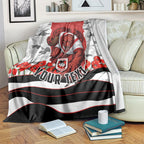 Personalized Dragons ANZAC Tribute Blanket Poppy Field Soldier Silhouette Aboriginal Rugby Mascot