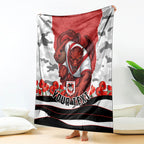 Personalized Dragons ANZAC Tribute Blanket Poppy Field Soldier Silhouette Aboriginal Rugby Mascot
