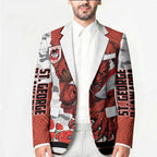 Personalized Dragons ANZAC Tribute Blazer Poppy Field Soldier Silhouette Aboriginal Rugby Mascot