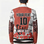 Personalized Dragons ANZAC Tribute Blazer Poppy Field Soldier Silhouette Aboriginal Rugby Mascot