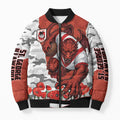 Personalized Dragons ANZAC Tribute Bomber Puffer Jacket Poppy Field Soldier Silhouette Aboriginal Rugby Mascot