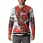 Personalized Dragons ANZAC Tribute Button Sweatshirt Poppy Field Soldier Silhouette Aboriginal Rugby Mascot