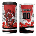 Personalized Dragons ANZAC Tribute 4 in 1 Can Cooler Tumbler Poppy Field Soldier Silhouette Aboriginal Rugby Mascot