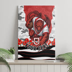 Personalized Dragons ANZAC Tribute Canvas Wall Art Poppy Field Soldier Silhouette Aboriginal Rugby Mascot