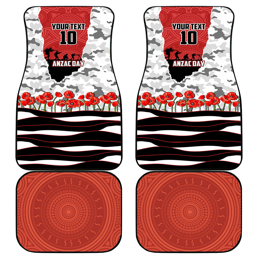 Personalized Dragons ANZAC Tribute Car Mats Poppy Field Soldier Silhouette Aboriginal Rugby Mascot