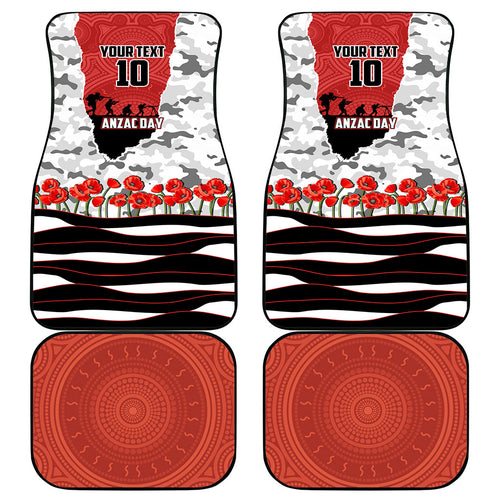 Personalized Dragons ANZAC Tribute Car Mats Poppy Field Soldier Silhouette Aboriginal Rugby Mascot