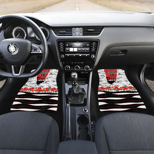 Personalized Dragons ANZAC Tribute Car Mats Poppy Field Soldier Silhouette Aboriginal Rugby Mascot