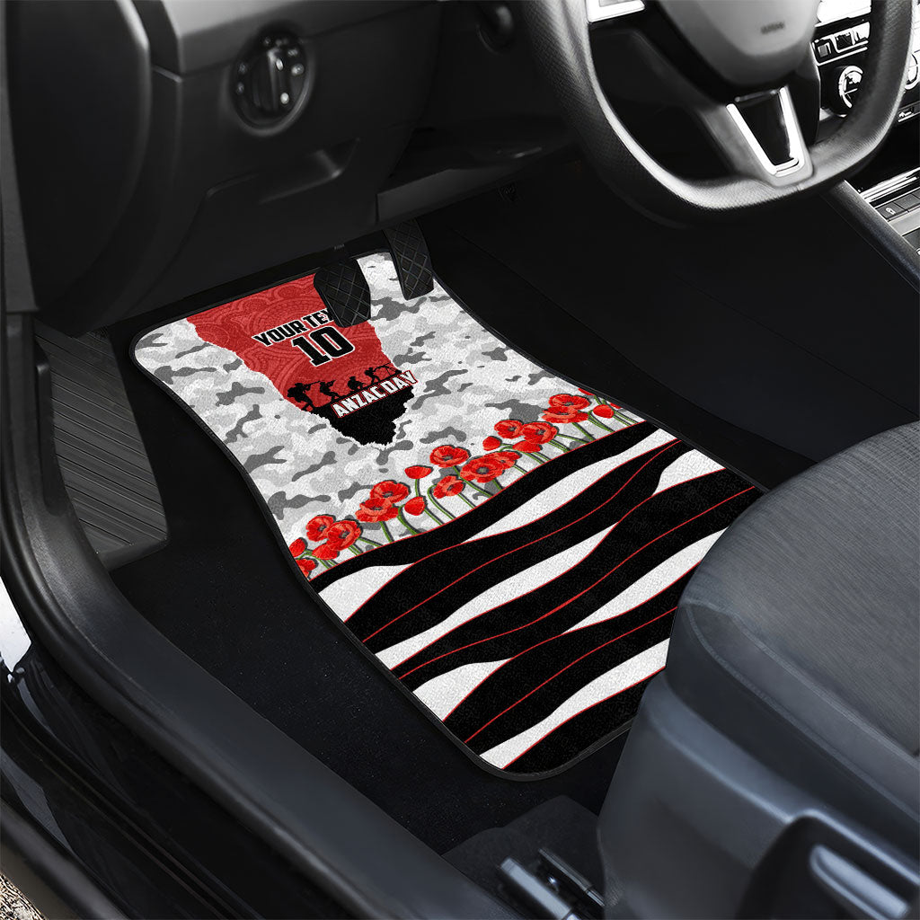 Personalized Dragons ANZAC Tribute Car Mats Poppy Field Soldier Silhouette Aboriginal Rugby Mascot