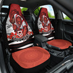 Personalized Dragons ANZAC Tribute Car Seat Cover Poppy Field Soldier Silhouette Aboriginal Rugby Mascot