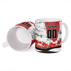Personalized Dragons ANZAC Tribute Ceramic Mug Poppy Field Soldier Silhouette Aboriginal Rugby Mascot