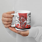 Personalized Dragons ANZAC Tribute Ceramic Mug Poppy Field Soldier Silhouette Aboriginal Rugby Mascot