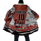 Personalized Dragons ANZAC Tribute Cloak Poppy Field Soldier Silhouette Aboriginal Rugby Mascot