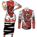 Personalized Dragons ANZAC Tribute Couples Matching Short Sleeve Bodycon Dress and Long Sleeve Button Shirt Poppy Field Soldier Silhouette Aboriginal Rugby Mascot