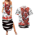 Personalized Dragons ANZAC Tribute Couples Matching Summer Maxi Dress and Hawaiian Shirt Poppy Field Soldier Silhouette Aboriginal Rugby Mascot