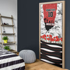 Personalized Dragons ANZAC Tribute Door Cover Poppy Field Soldier Silhouette Aboriginal Rugby Mascot
