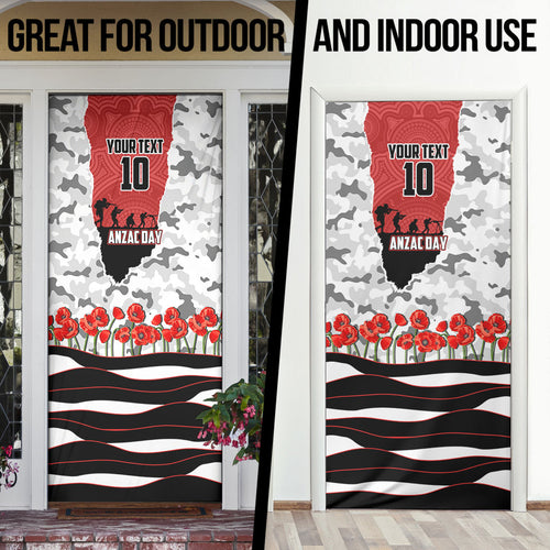 Personalized Dragons ANZAC Tribute Door Cover Poppy Field Soldier Silhouette Aboriginal Rugby Mascot