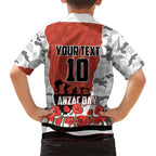 Personalized Dragons ANZAC Tribute Family Matching Long Sleeve Bodycon Dress and Hawaiian Shirt Poppy Field Soldier Silhouette Aboriginal Rugby Mascot