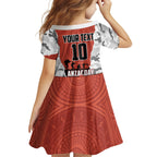 Personalized Dragons ANZAC Tribute Family Matching Off The Shoulder Long Sleeve Dress and Hawaiian Shirt Poppy Field Soldier Silhouette Aboriginal Rugby Mascot